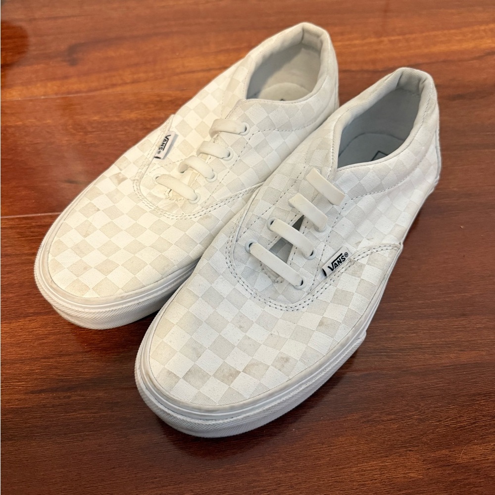 Vans White Checkered Sneakers